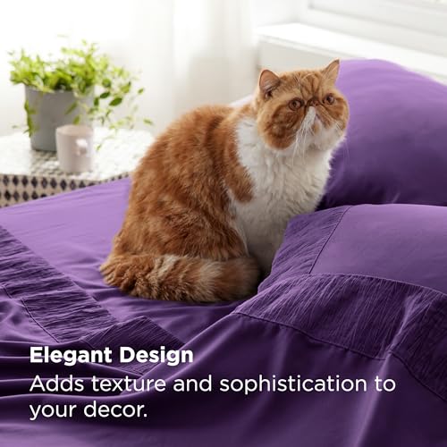Image of Bedsure Twin XL Sheets Dorm Bedding - 3 Pieces Soft Extra Long Twin Sheets, Breathable & Cooling Bed Sheets Set, Oeko Tex, Easy Care Microfiber for Women, Men, Purple