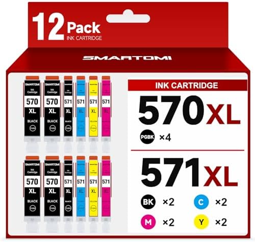 570 571 Tintenpatronen-Wechsel für Canon PGI-570 XL CLI-571 XL, 12er-Pack | Kompatibel mit Pixma MG5750 TS5050 TS5051 MG6851 TS6050 TS5000 TS8050 TS5055 MG5751 MG6850 TS5053 MG5753