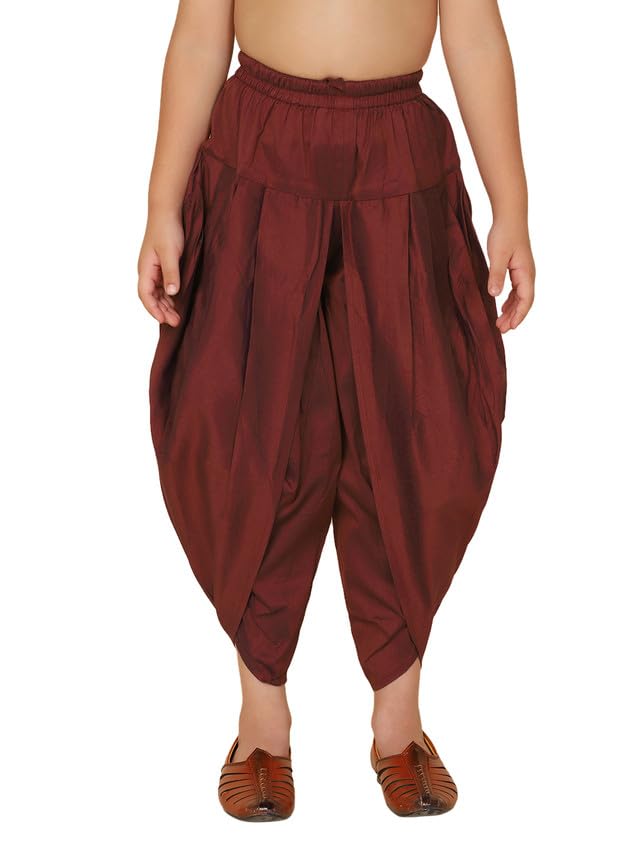 Kisah Kids Dhoti, Cotton Blend Solid Maroon Dhoti Pant For Boys, 11 Years - 12 Years