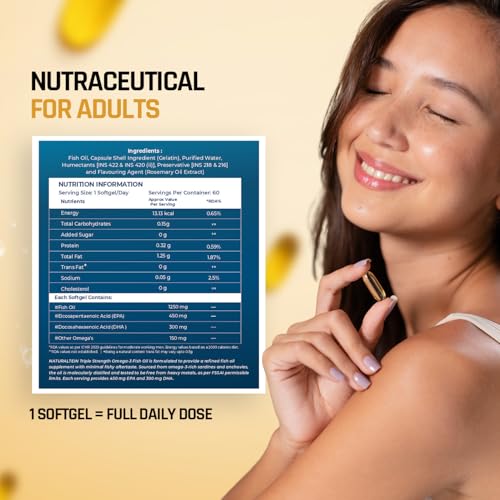 Image of Naturaltein Omega-3 Fish Oil 1250mg Triple Strength (60 Softgels) + Naturaltein Magnesium Glycinate 1200mg 60 Tablets | Heart Health, Brain Function, Muscle Relaxation & Sleep Support Combo