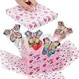 Butterfly Explosion Gift Box, Surprise Gift Box Explosion with Flying Butterfly, DIY Surprise Exploding Birthday Present for Christmas Graduation Wedding Anniversary Unique Holiday Celebration, Pink