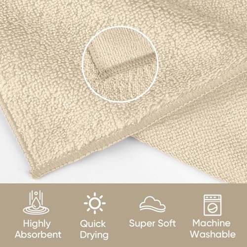 Image of HOMEXCEL Microfiber Washcloths 12 Pack, Highly Absorbent and Soft Face Towel, Multi-Purpose Wash Cloths for Bathroom, Gym, Hotel, Spa and Kitchen, Multicolor 12x12 Inch, Brown