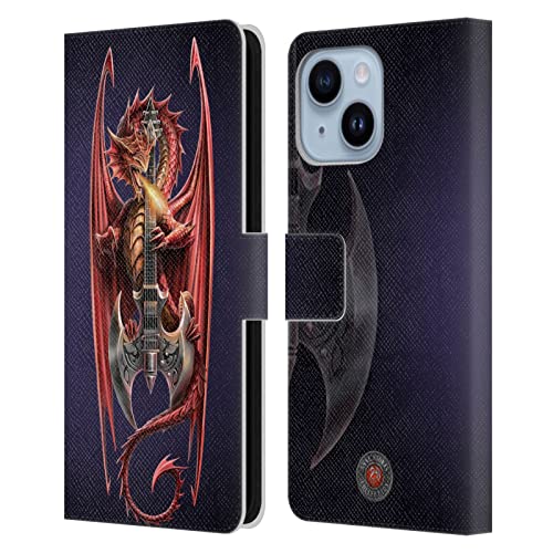 Étui en cuir iPhone 14 Plus Anne Stokes finition soignée motif dragon
