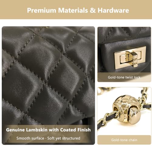 Image of M-ioi-M Small Quilted Crossbody Bags for Women,Leather Shoulder Bag with Gold Chain Strap,Metal Top Handle Flap Evening Purse