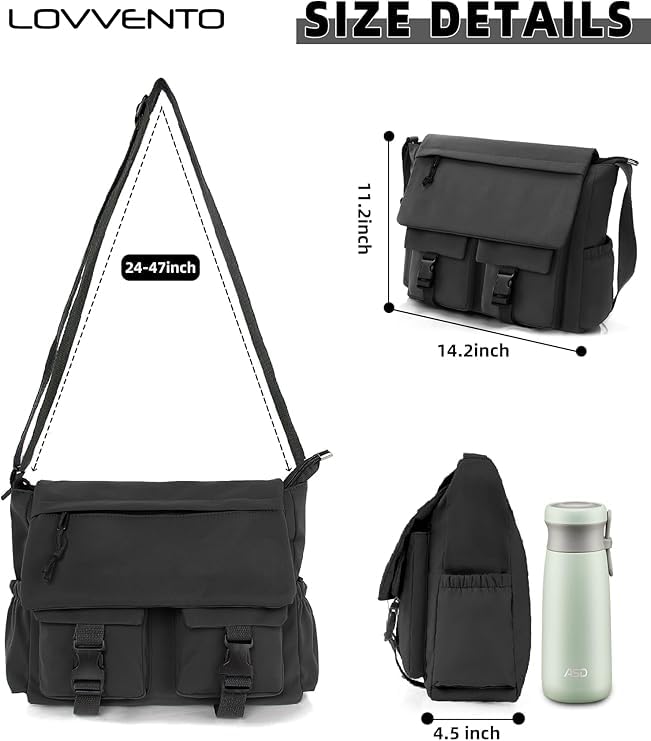 Travel Messenger Bag for Women Men: Durable Canvas Crossbody Handbag with Adjustable Strap Lightweight Laptop Purse2