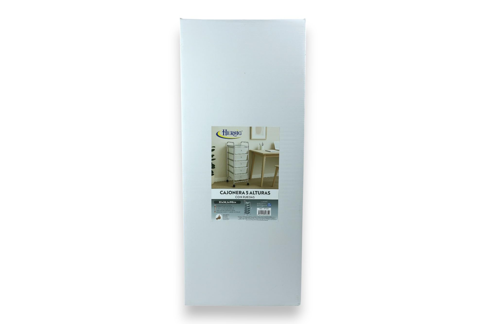 HERSIG Cajonera Plastico Metal Blanco 5 Alturas con Ruedas