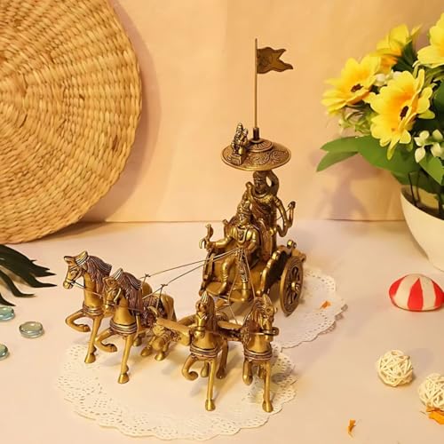 Image of Brass Rath with 4 Horses, Vastu Idol for Home and Office Decor