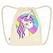 Sacca da palestra con motivo unicorno, in cotone bio da commercio equo e solidale