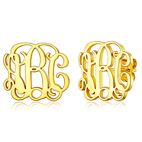 Custom4U Name Earrings Personalized for Women Stainless Steel/925 Sterling Silver/Gold Plated Custom Made Stud Earrings with Monogram Initials Letters/Nameplated Customized Jewelry (Gift Box