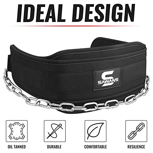 Dip Belt with 36 Inches Heavy Duty Bodybuilding Weight Lifting Dip Steel Chain for Pull Ups Exercise Gym Workout Powerlifting Training Neoprene Back Support Men Women Fitness - Image 3