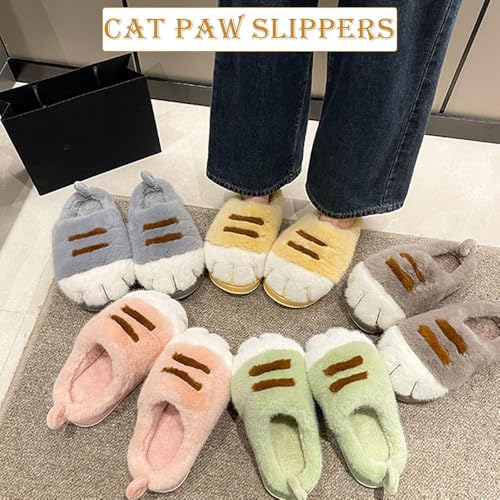 Cat Paw Slippers, Cat Feet Slippers, 3D Cat Paw Cartoon Slipper for Women, Warm Fluffy Furry Winter House Cat Paw Slides for Indoor Outdoor2
