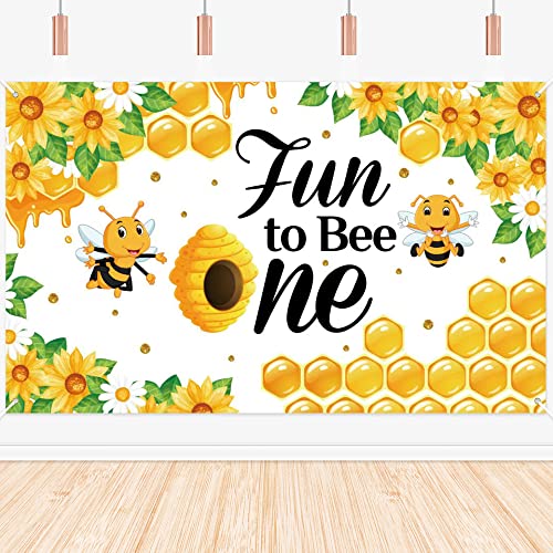 Toile de fond Happy Bee Day 180x109 cm avec tournesol pour fête d'anniversaire