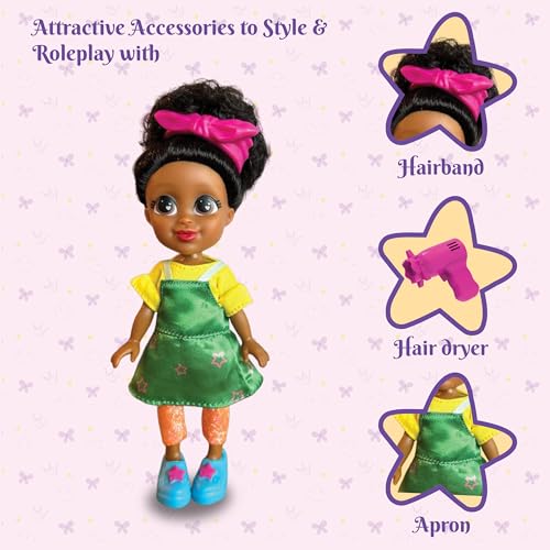 Image of Li'l Diva Hairstylist-Stephanie 6 inch Doll|India's First Preschool RolePlay Pretendplay Doll with Accessories|Best Gift|Toy Doll for Girl3+|Movable Arms & Legs|Beautiful Dress|Elegant Eyes|Soft Hair Play