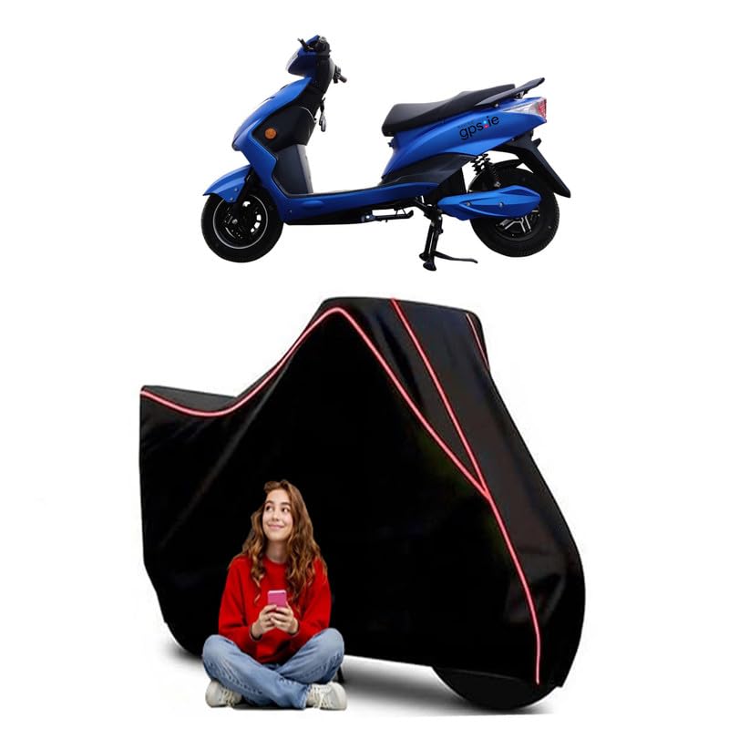 Image of Battre Loev Scooty Bike Cover Water Resistant Outdoor Use Universal Fit Scooters Motorcycles Heavy Duty UV Protection Dust Rain Scratch Resistant Elastic Bottom Black Blue Piping