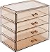 Sorbus Clear Cosmetics Makeup Organizer - Space Saving Jewelry & Make Up Organizers and Storage Display - Stylish Makeup Organizer for Vanity & Bathroom Organization (4 Medium Drawers) [Bronze Glow]