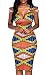 YOMISOY Women Short Sleeve V Neck Bodycon African Print Party Dashiki Dress Clothing, Multicolor, XL