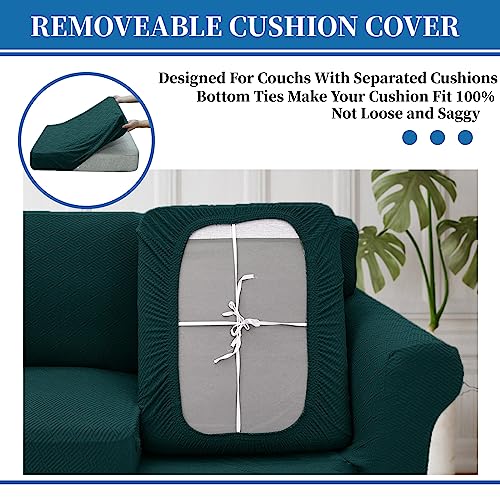 XINEAGE 2025 New 4 Pieces Extra Large Couch Covers for 3 Cushion Sofa Super Stretch Sofa Cover for 3 Large Seat Cushion Universal Slip Cover for Living Room (Blackish Green), 91"-110"(3 Cushions)
