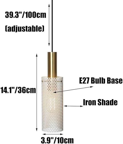 Miniatura 5 de Paquete de 2 lámparas colgantes industriales de metal, moderna y creativa pantalla de hierro cilíndrica, lámpara colgante de techo, lámpara