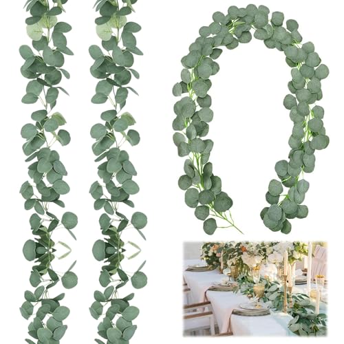 2 Piezas Guirnalda de Eucalipto Artificial, 1,8m Guirlande D'eucalyptus, Guirnaldas Artificiales, Guirnaldas Artificiales de Eucalipto, para Mesa, Hogar, Boda, Decoración Interior y Exterior