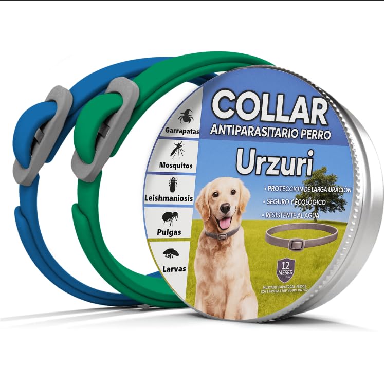 Collar Repelente Antiparasitario para Perros | Protege contra Garrapatas, Leishmaniosis y Mosquitos | Coleira Antiparasitaria Natural y Ajustable para Todas Las Razas