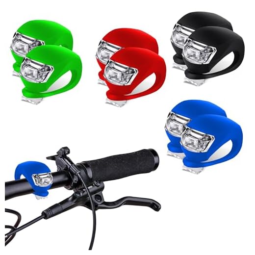 Luci Bici LED, Impermeabile, Set 8 Pezzi Silicone Luce Bicicletta Anteriore e Posteriore, Luci Bicicletta Led Notturno, Campeggio ed Escurisoni con Batterie Incluse