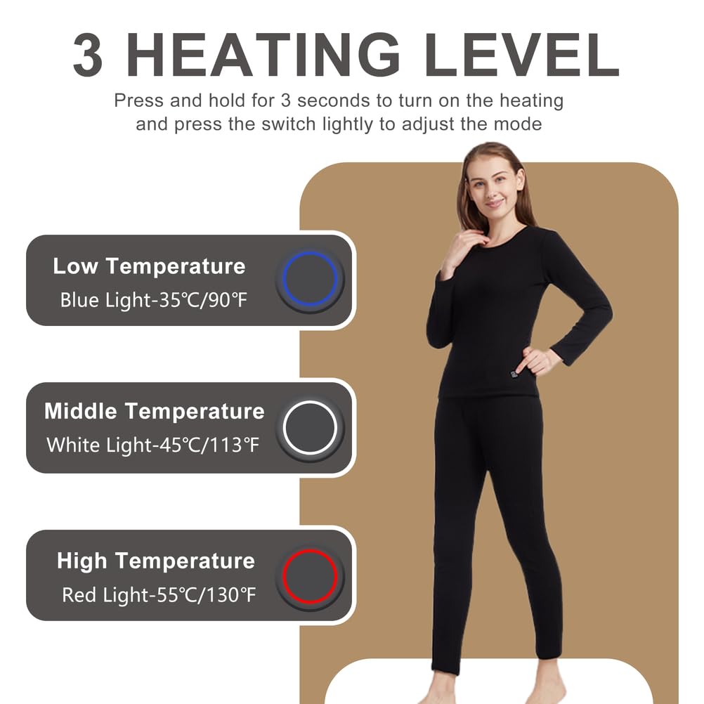 Pantalons Chauffants pour Femmes, Leggings Thermiques Électriques À 12 Zones De Chauffage pour La Chasse, Le Ski Et Le Travail.