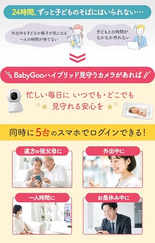 BabyGoo ベビーモニター 見守りカメラ wifi不要 5インチ大画面 ハイビジョン モニター付き 出産祝い ギフト プレゼント 赤ちゃん (スマホ連携対応モデル)