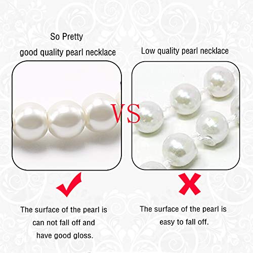Aisansty,Long Pearl Necklace For Women Layered Cream White Faux Pearl Beads Strand Necklace Costume Jewelry,Diameter Pearl 8Mm,69" #TOP5