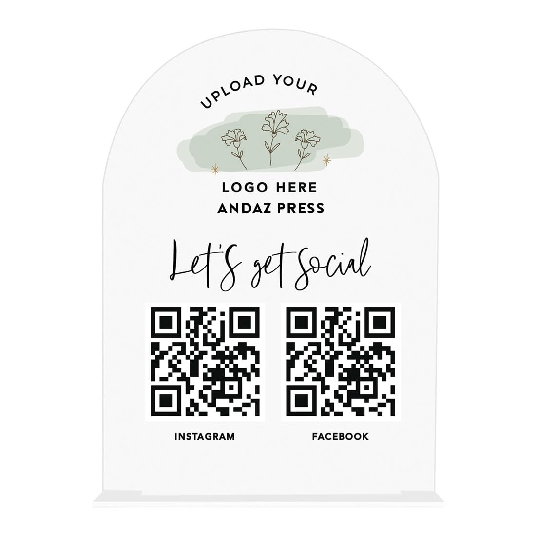 Andaz Press Custom QR Code Sign with Logo for Pop Up Shop, Vendor Booth Display Items, Acrylic Scan To Pay QR Code Sign for Business Personalized Scan QR Code Display Signs for Social Media with Stand