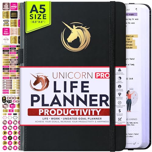 Image of Life Planner - Undated Daily, Weekly & Monthly Planner with Budget Section | A 12 Month Journey to Increase Productivity & Happiness | Life Organizer & Gratitude Journal - Horizontal Format