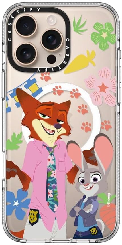 CASETiFY Clear iPhone 16 Pro Max Case [Zootopia 2 Colab/Not Yellowing / 6.6ft Drop Protection/Compatible with Magsafe] - Nick and Judy Character - Clear