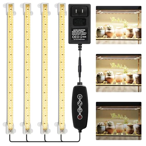Image of Mosthink Grow Lights Full Spectrum, LED Grow Lights Strips for Indoor Plants,Plant Lights with Auto On Off Timer 3 6 12H,40W Dimmable 5500K White Plant Growing Lamp, 204 LEDs,4 Packs, F4 2024
