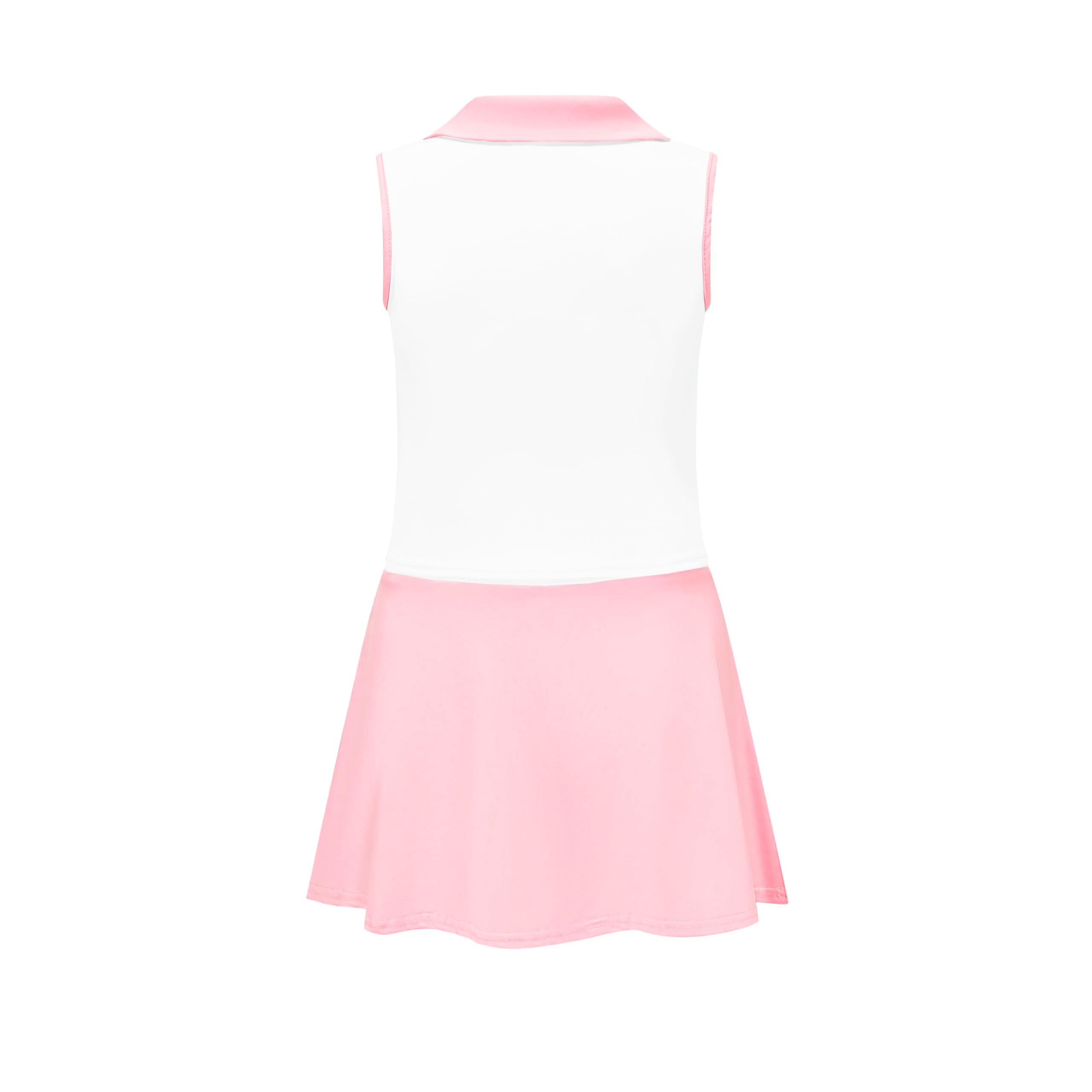 Vestido de tenis y golf para niñas, sin mangas, cuello en V, camiseta sin mangas y falda pantalón deportiva con bolsillos