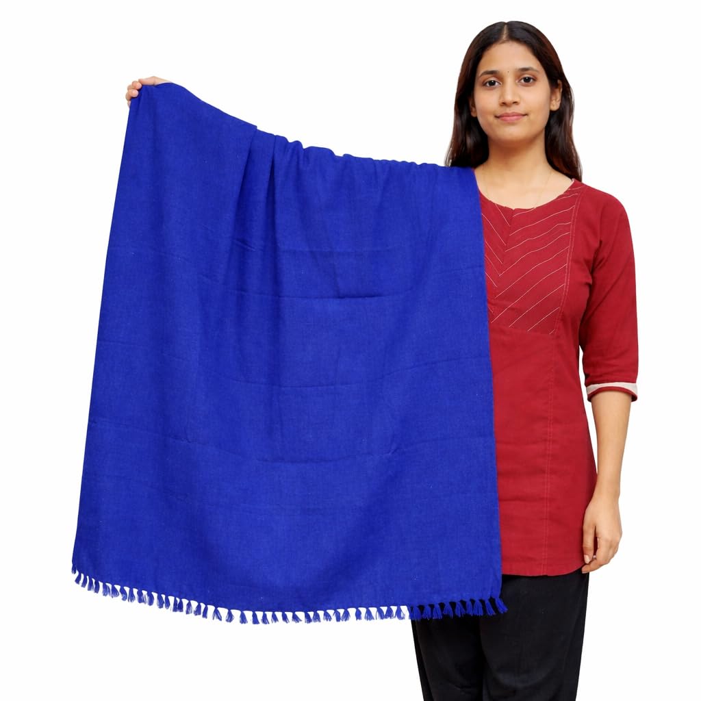 Jarvas Hand Woven Acrylic Woollen Shawl for Men and Women - Kashmiri Winter Warm Salvai Stole (36 x 72 Inches) Navy Blue-image-26