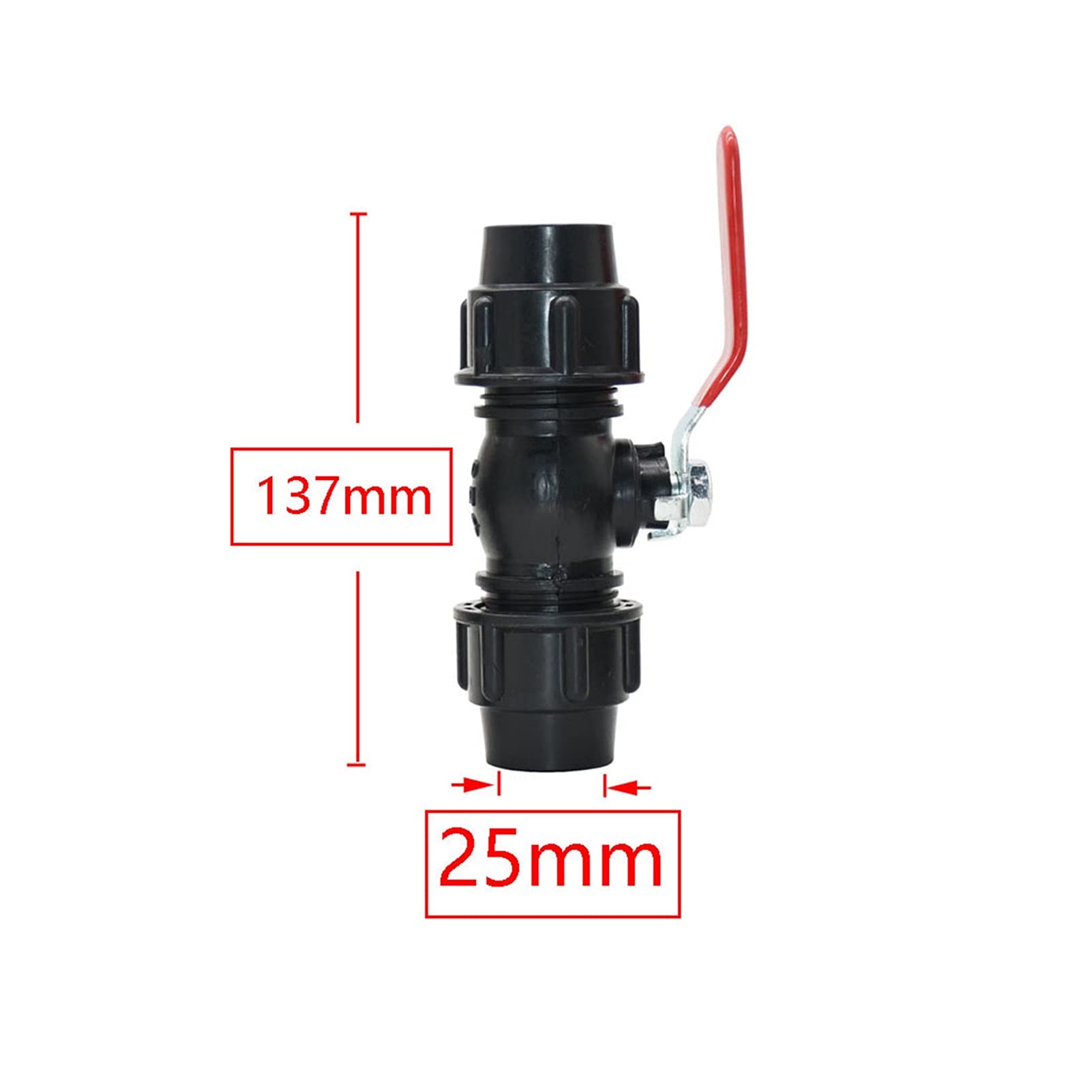 Utility Hose Butt Hose Connector Adapter 20/25/32/40/50/63Mm Plastic Water Pipe Ball Valve Quick Connector Faucet Pe Pipe Fittings Dn15/20/25/32/40/50 Metal Valve Core/25Mm