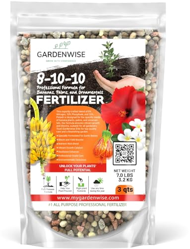 Image of GARDENWISE Elite 8-10-10 Professional Fertilizer for Banana, Flowering, and Fruit Trees, Ornamentals - Boosts Flowering & Fruiting - for Indoor & Outdoor Plants (3 QUARTS)