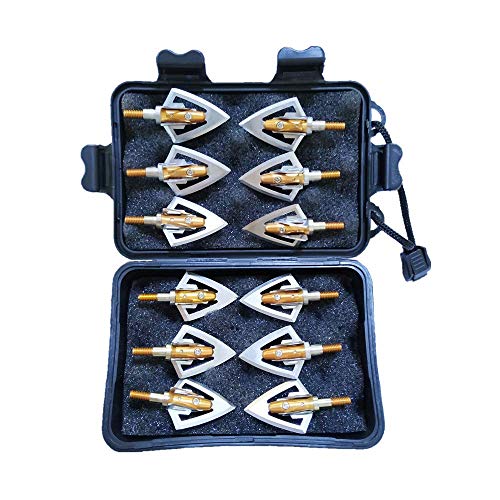 Zzuus 12Pcs Yellow Steel Flat Broadheads With 2 Blades 100 Grain Hunting Arrow Screw Archery Arrowheads Compound Bow Crossbow Arrows Tips #TOP17