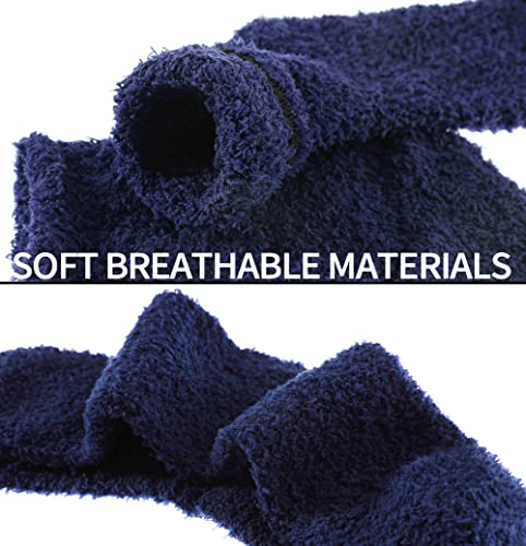 Image of FNOVCO Mens Fuzzy Socks - Soft Cozy Slipper Fluffy Winter Warm Microfiber Plush Sleeping Socks - 5 to 6 Pairs