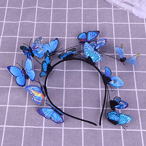 Lurrose Womens Headbands Headband Fascinator Hat Halloween Costume Bohemian Headpiece for Women (Blue) Black Hair Clips - Image 3