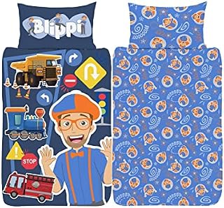 Blippi Junior Duvet Cover - Official Reversible Bedding Set - Polycotton - Youtuber Tractor Song Design
