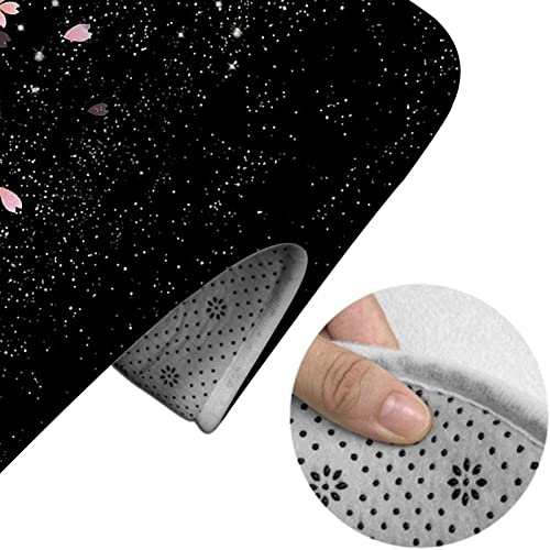 Badezimmerteppich-Set, 3-teilig, Kirschblüten, Blumen, waschbare Badeteppiche, rutschfest, mit Rückenpolster, Konturteppich und Toilettendeckelbezug – Bild 5