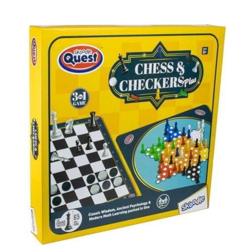 Image of 3-in-1 Board Game Set for Kids & Adults | Chess, Checkers and Chinese Checkers | Foldable Board, Durable Playing Pieces, Indoor Strategy Game for Family Fun & Learning | Ages 6+