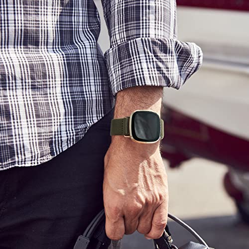 Oanux 10 Pack Compatible With Fitbit Sense Bands/ Versa 3 Bands/ Versa 4 Band / Sense 2 Band For Women Men, Elastic Nylon Stretchy Breathable Strap Adjustable Replacement For Fitbit Versa 3/Versa 4/ Sense /Sense 2 #TOP4