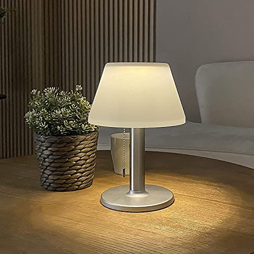 Shumi Led Solar Table Lamp Outdoor Waterproof-3 Way Dimmable Outside Patio Table Lamp,Solar Modern Bedsid Lamp,Cordless Solar Desk Lamp With Pull Chain For Bedroom Living Room,Kids Room,Garden #TOP7