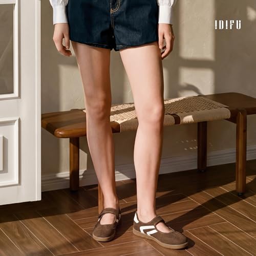 Image of IDIFU Mary Jane Sneakers for Women Retro Fashion Casual Ballet Flats