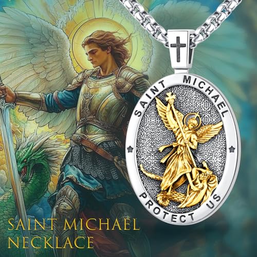Saint Necklace 925 Sterling Silver Patron Amulet Medal Saint Jewelry for Men Women (with Gift Box)2