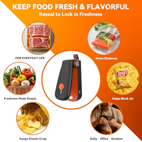 NEATEST Mini Bag Sealer, Upgraded USB Rechargeable 3 Heat Levels Chip Bag Sealer Black - image 7