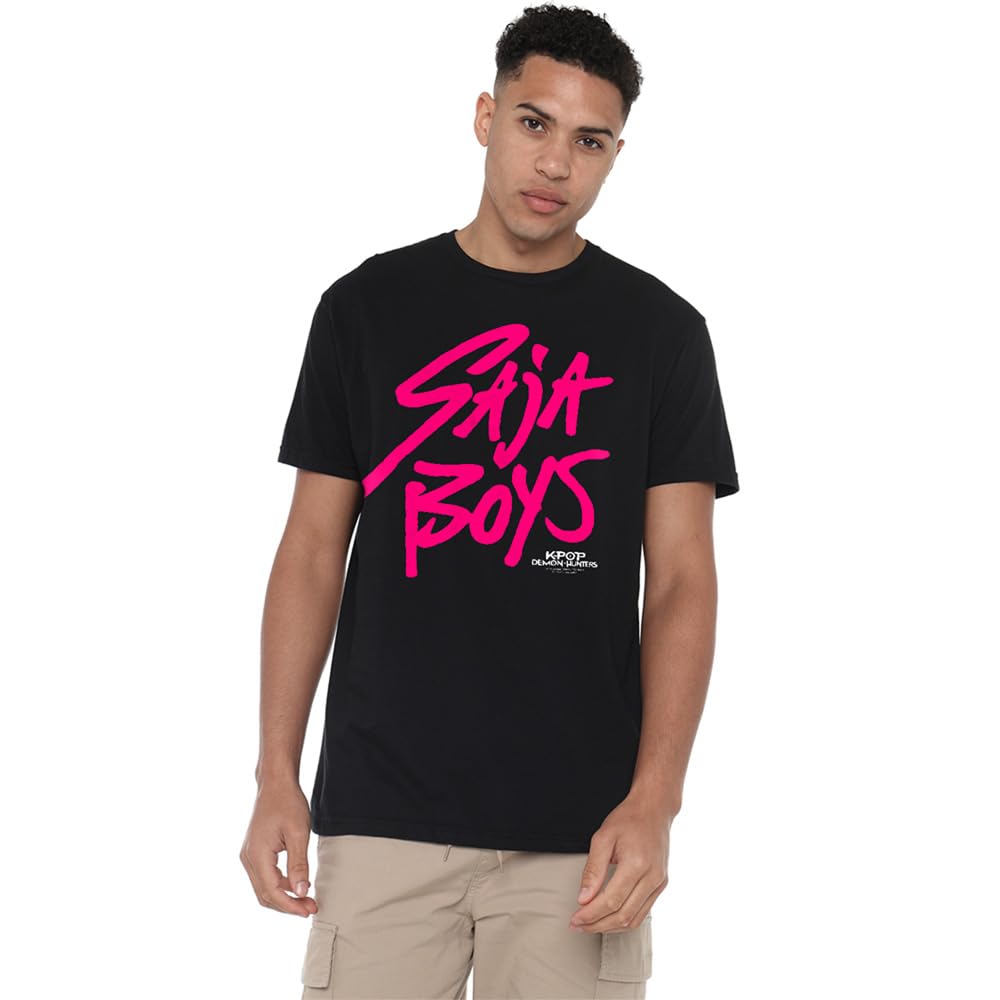 K-Pop Demon Hunters - Saja Boys Pink Logo Unisex T Shirt, Black, Small