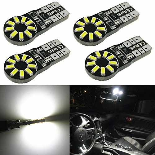 Alla Lighting 4X 194 168 Led Light Bulb 6000K White Super Bright 175 168 2825 W5W T10 Wedge 3014 Smd Chipsets Led Replacement Bulbs Can-Bus For Car Interior Map Dome Trunk License Plate Parking Lights #TOP8