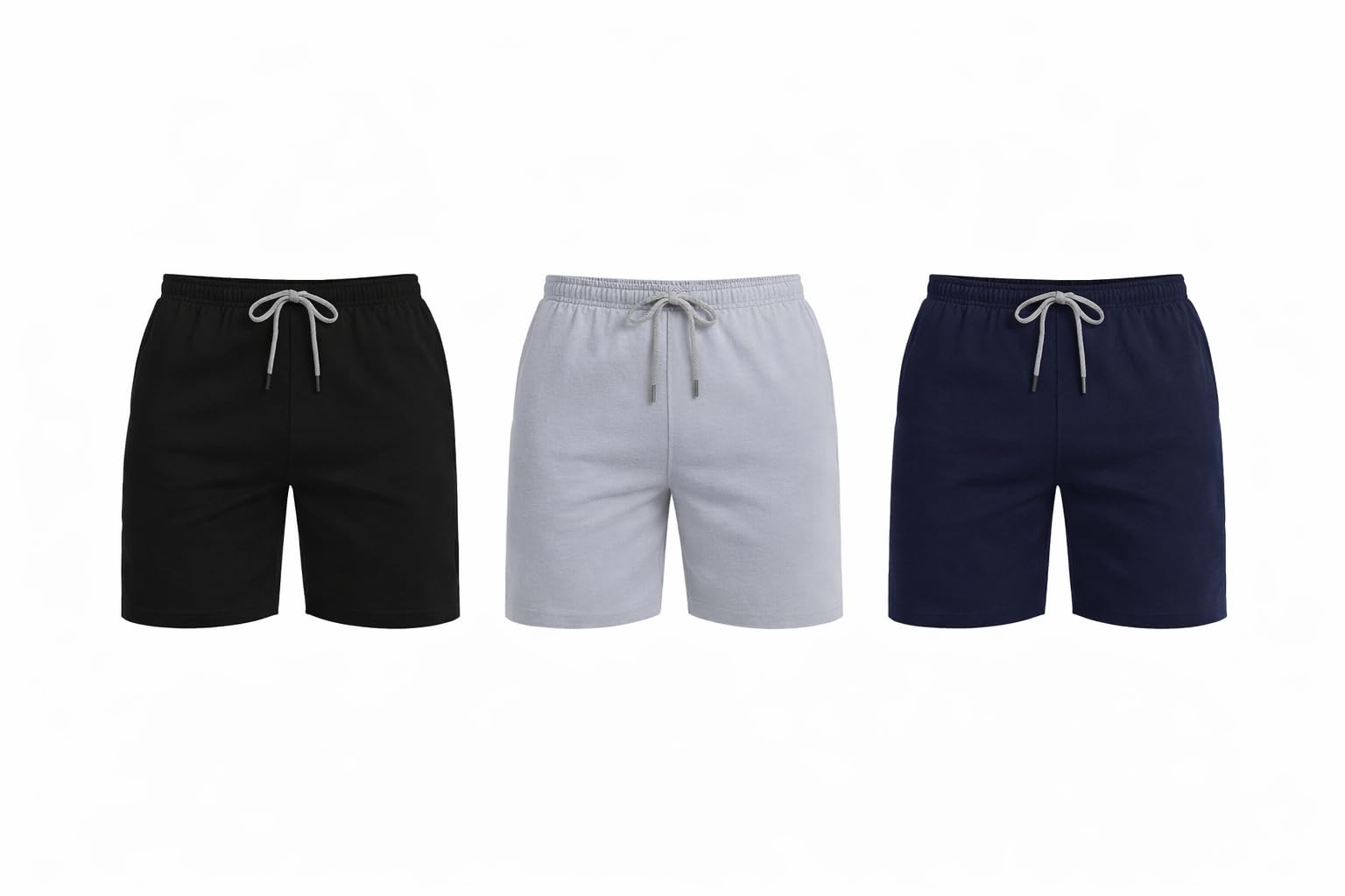 mavis clothing Men's Cotton Casual Shorts with Drawstring, Pack of 3, Black Grey Navy Blue, Sports Shorts,Running Shorts-picture-19